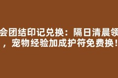 公会团结印记兑换：隔日清晨领取，宠物经验加成护符免费换！