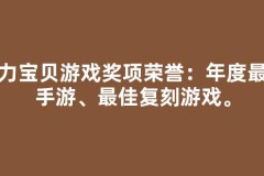 魔力宝贝游戏奖项荣誉：年度最佳手游、最佳复刻游戏。