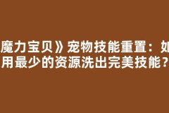 《魔力宝贝》宠物技能重置：如何用最少的资源洗出完美技能？