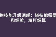 宠物技能升级消耗：烧技能需要钱和经验，精打细算
