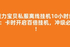 魔力宝贝私服离线挂机10小时经验：卡时开启百倍挂机，冲级必备！