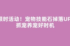 限时活动！宠物技能石掉落UP，抓宠养宠好时机