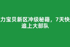 魔力宝贝新区冲级秘籍，7天快速追上大部队