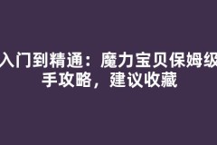 从入门到精通：魔力宝贝保姆级新手攻略，建议收藏