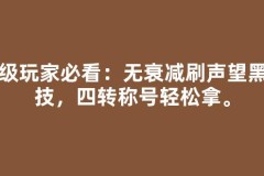 满级玩家必看：无衰减刷声望黑科技，四转称号轻松拿。